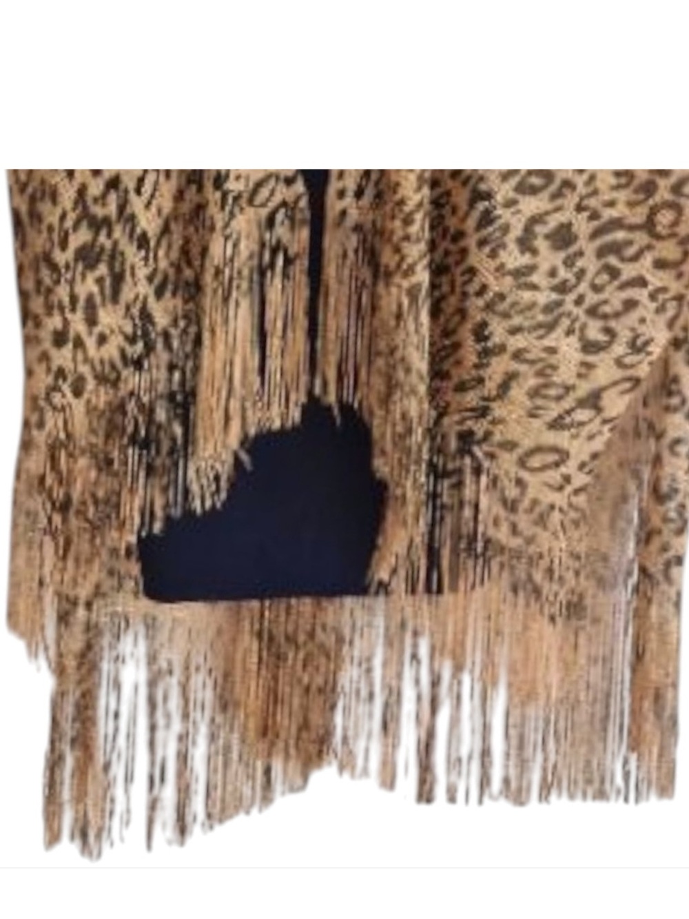 💐      CHEETAH PRINT FRINGE KIMONO COVER-UP NWOT - Picture 4 of 6